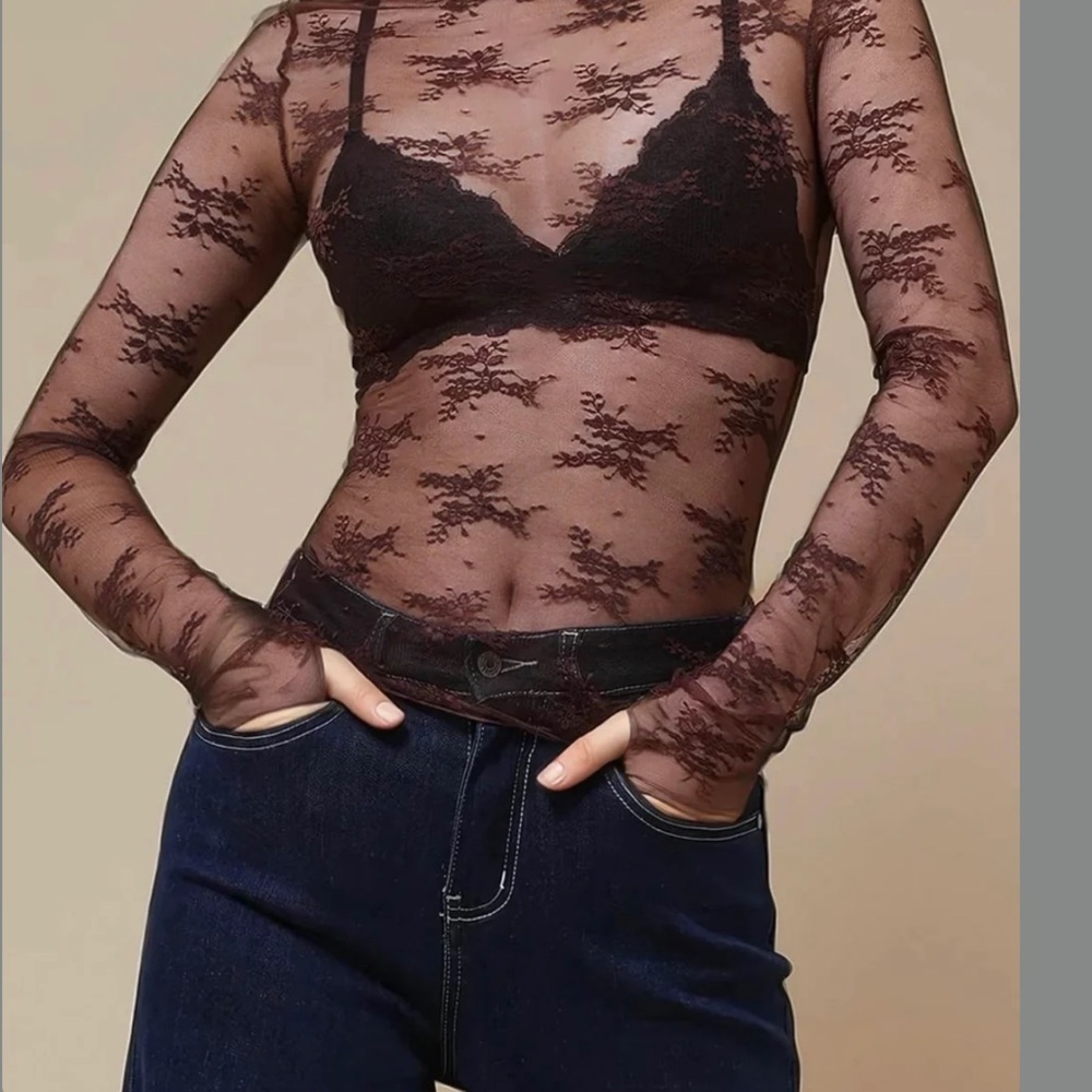Brown Lace Top